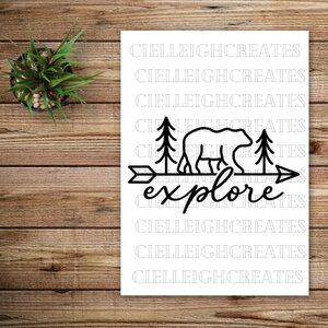 *2 for $20* Explore vinyl decal Sticker Handcrafted Bear